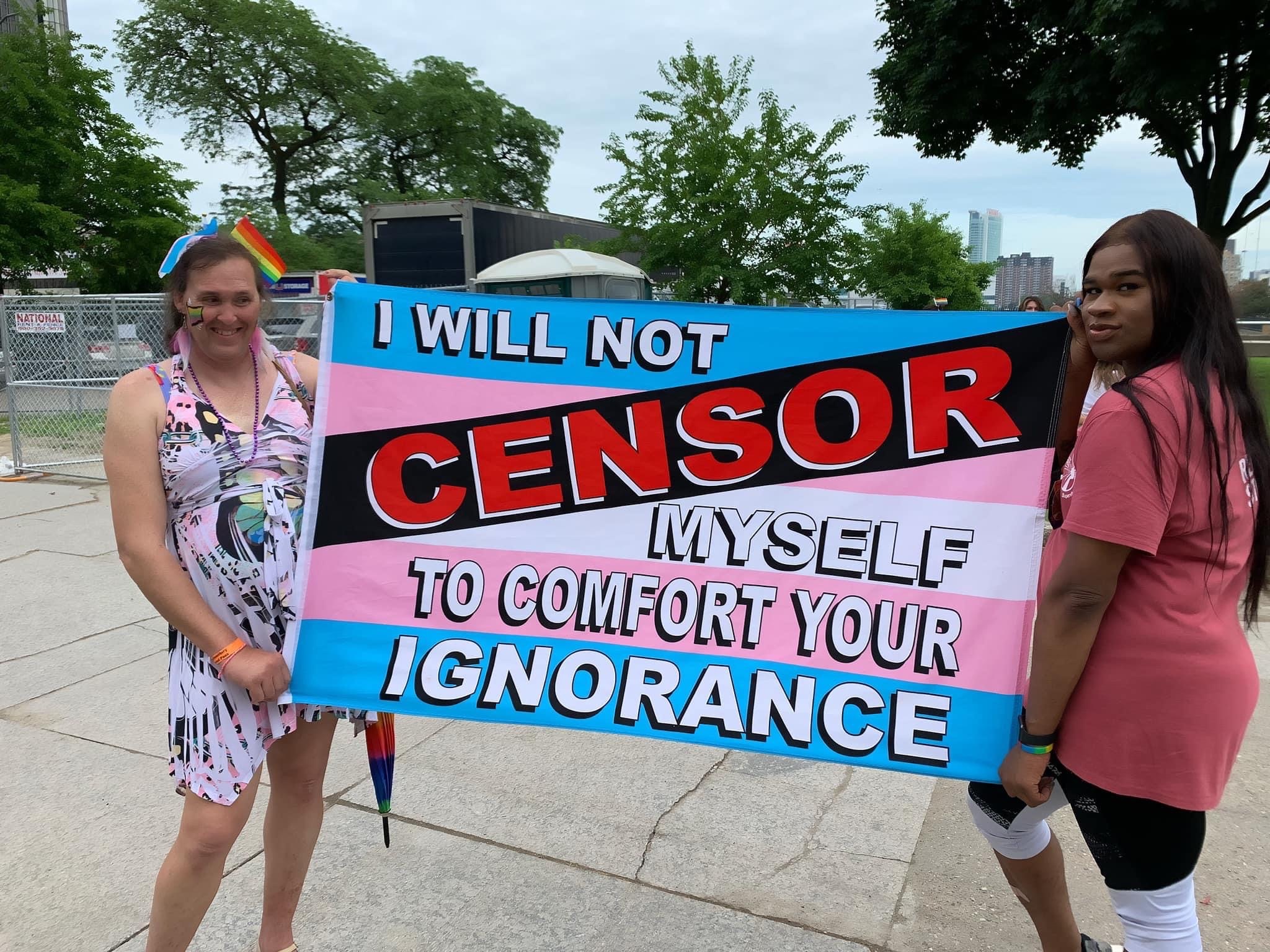 Toni Mua (right) at a protest in Michigan, 2022. Courtesy photo