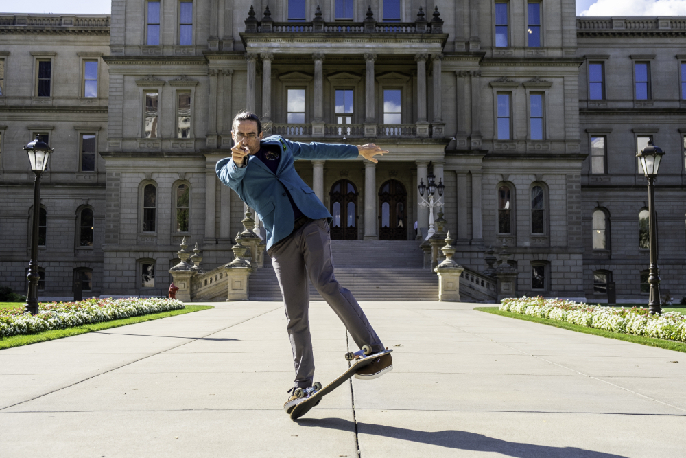 Elyon Badger in front of the Michigan State Capitol. Photo: Brian Wells