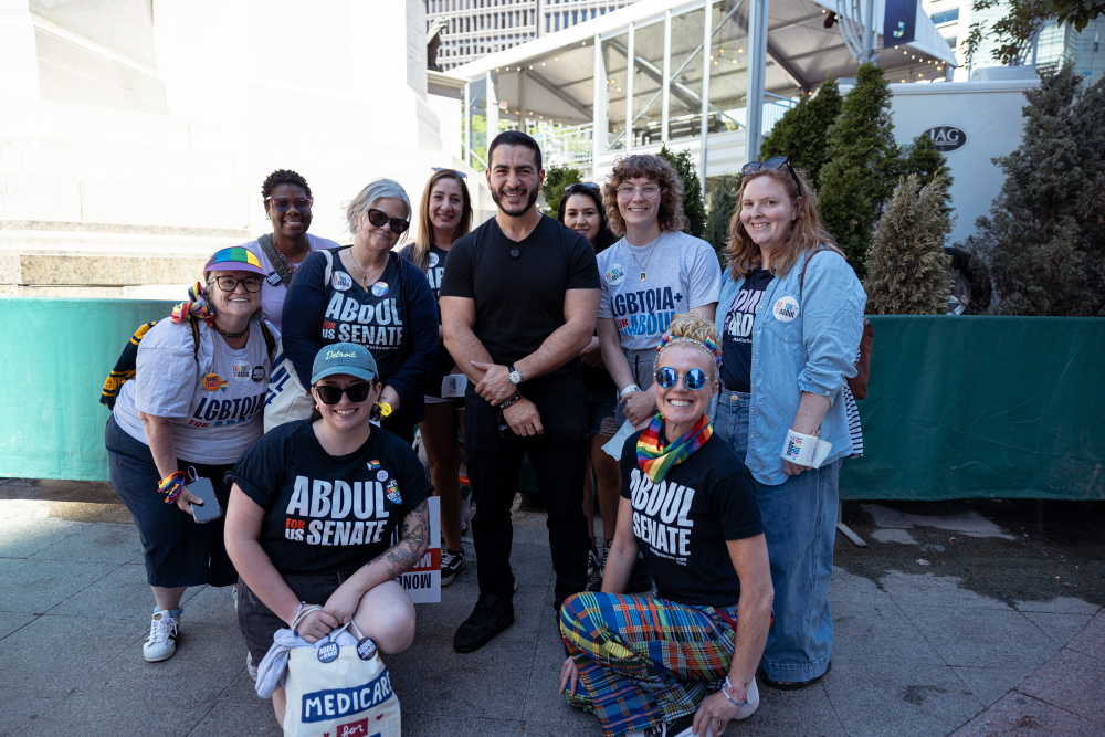 Abdul El-Sayed (center) with supporters. Courtesy photo