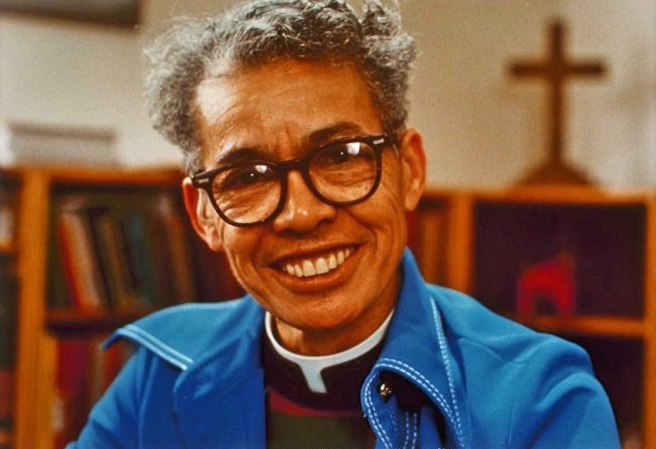 Pauli Murray seated in her study. Photo: Schlesinger Library, Harvard Radcliffe Institute