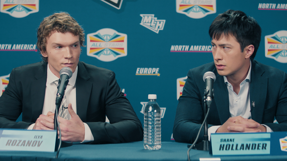 Connor Storrie (l) and Hudson Williams (r) in "Heated Rivalry." Photo: HBO Max
