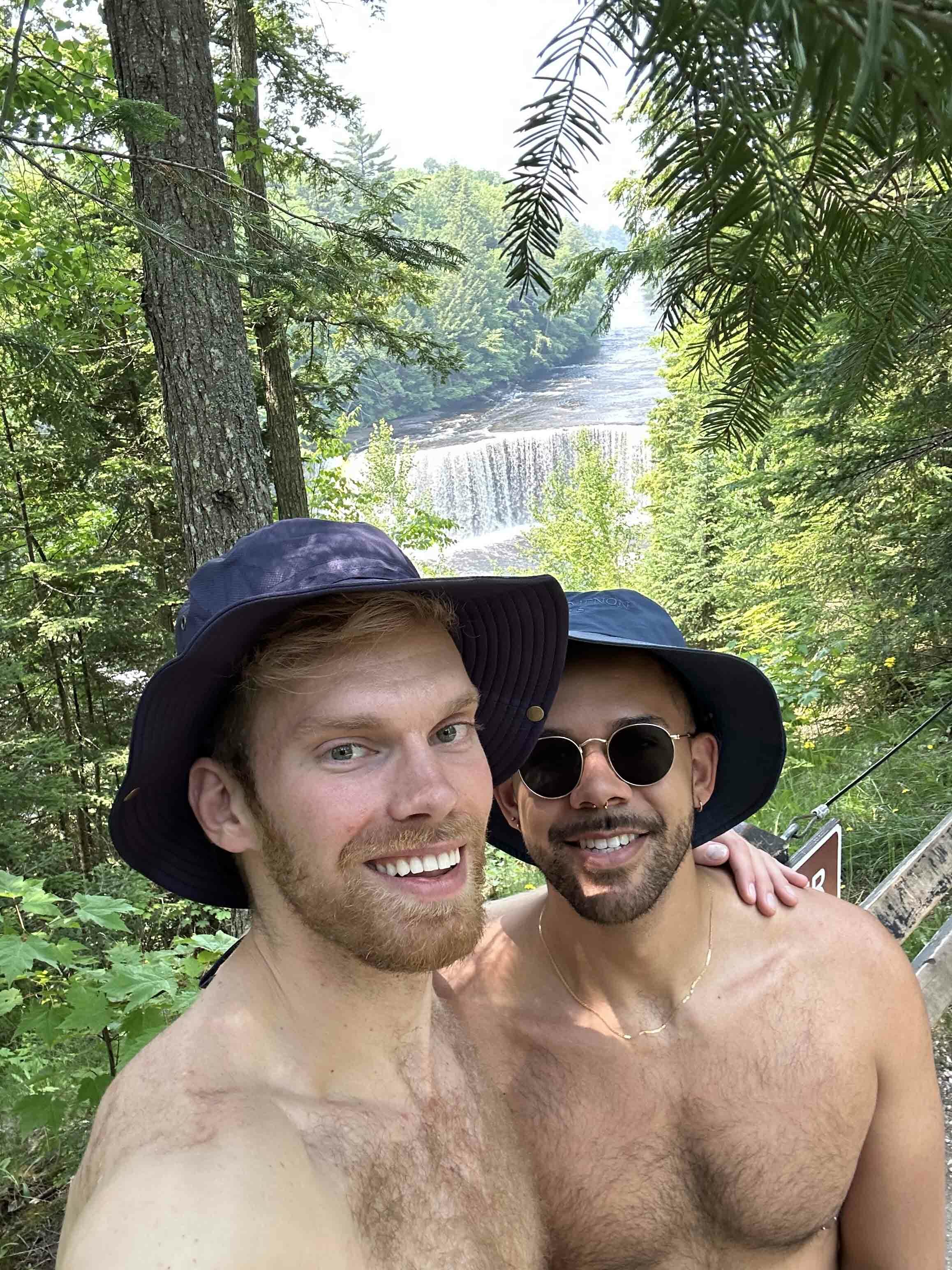 Ryan Redoute (left) with his husband Paul Joyner visiting Tahquamenon Falls in Michigan's Upper Peninsula. Courtesy photo