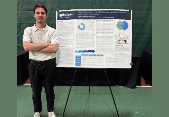 Anthony Siteman presenting his research at Quinnipiac University. Courtesy photo