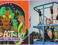 BTL's cover "Still Acting Up" was inspired by Black and brown activists who have long led the fight for LGBTQ+ liberation. (Right) Muralist and Son Visual Co. owner Eddie Chaffer, the artist who designed BTL's 2025 Pride cover. Courtesy photo