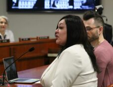 Lilianna-Angel Reyes, executive director of the Trans Sistas of Color Project and health equity and outreach director of the Ruth Ellis Center, speaks at a Michigan State House Judiciary Committee meeting on Feb. 7, 2024. Photo: Anna Liz Nichols