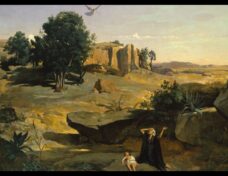 "Hagar in the Wilderness" by Camille Corot, 1835, French painting, oil on canvas. Because of family jealousy and exile, Hagar, Sarah's handmaiden, and her child Ishmael, were dying of thirst in the desert until saved by an angel. Image: The Everett Collection via Canva.com