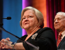 Activists Judy and Dennis Shepard speak at the NGLCC National Dinner at the National Building Museum on Friday, Nov. 18. Photo: Michael Key, Washington Blade