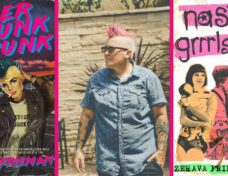 "Queer Drunk Punk" and "Nasty Grrrls" cover artwork by Todd Alcott. Middle: Author Zehava Frieman (Courtesy photo)