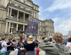 Michiganders gather on the lawn of the Capitol Building in Lansing on March 30, 2025 to celebrate International Transgender Day of Visibility. Lucas Henkel/'Gander Newsroom