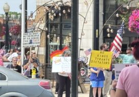Protesters at the "No Kings" protest in Ferndale on June 14, 2025. Photo: Sarah Bricker Hunt