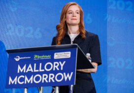 Michigan state Sen. Mallory McMorrow participates in a U.S. Senate candidate debate during the Mackinac Policy Conference on Mackinac Island, Mich., on May 28, 2026. (Photo by Andrew Roth/Michigan Advance)