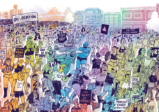 Illustration by Detroit artist Bill Frenec, who created Between The Line's Motor City Pride 2026 cover.