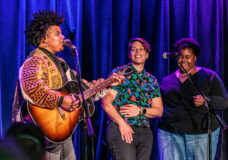 Joy Clark (left) and Kate Peterson (center) perform at The Ark in March, 2026. Photo: LifeInMichigan.com - Chuck Marshall