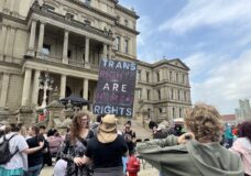 Michiganders gather on the lawn of the Capitol Building in Lansing on March 30, 2025 to celebrate International Transgender Day of Visibility. Lucas Henkel/'Gander Newsroom
