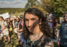 Demonstrators at the rally for gender affirmation care in U of M campus, Ann Arbor. Sept. 11, 2025 | Photo by Erick Diaz/Michigan Advance