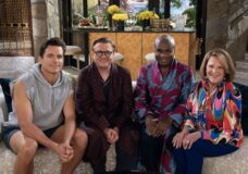 Matt Bomer, Nathan Lane, Nathan Lee Graham and Linda Lavin on the set of "Mid-Century Modern." Photo: Hulu