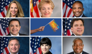 Clockwise from top left: U.S. House Representatives Laura Gillen, Marcy Kaptur, Don Davis, Vicente Gonzalez, Cleo Fields, Marie Glesenkamp Perez, Eugene Vindman and Henry Cuellar. Photos: Official U.S. House portraits