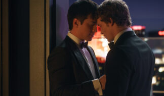 Hudson Williams (l) and Connor Storrie (r) in "Heated Rivalry." Photo: HBO Max