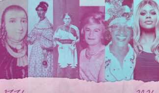 Design by Soph Holland. Photo from New York Public Library, The Smithsonian Institute, National Women's History Museum, Transgender Archives Collection screenshot from PBS NewsHour and TIME Magazine.
