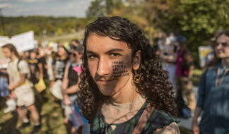 Demonstrators at the rally for gender affirmation care in U of M campus, Ann Arbor. Sept. 11, 2025 | Photo by Erick Diaz/Michigan Advance