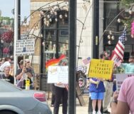 Protesters at the "No Kings" protest in Ferndale on June 14, 2025. Photo: Sarah Bricker Hunt