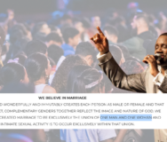 An excerpt from the Triumph Church website focused on a traditional interpretation of marriage. Rev. Solomon Kinloch photo: triumphch.org. Design: Sarah Bricker Hunt