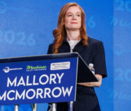Michigan state Sen. Mallory McMorrow participates in a U.S. Senate candidate debate during the Mackinac Policy Conference on…