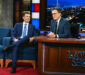 "The Late Show with Stephen Colbert" and guest Sec. Pete Buttigieg during Thursday’s November 2, 2023 show. Photo: Scott Kowalchyk/CBS ©2023 CBS Broadcasting Inc.