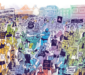 Illustration by Detroit artist Bill Frenec, who created Between The Line's Motor City Pride 2026 cover.
