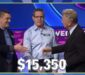 Greg Ruvolo (left) and Bayer with "Wheel of Fortune" host Pat Sajak. Screengrab: Sony Pictures