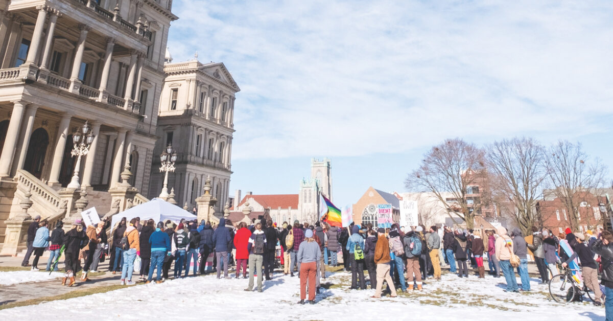 Lansing Trans Rights Rally, Jan. 30, 2025. Photo: Brian Wells