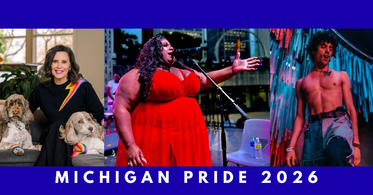 Gov. Gretchen Whitmer (left), Ferndale and Motor City Pride performer Alise King (center), Ferndale Pride performer Zach Witness. Photos: Whitmer - Andrew Potter; King - courtesy photo; Witness - @bonmk102