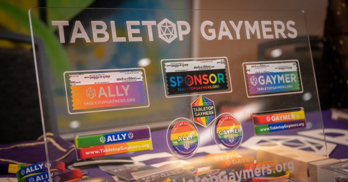 Tabletop Gaymers badge display. Photo: Facebook/@tabletopgaymers