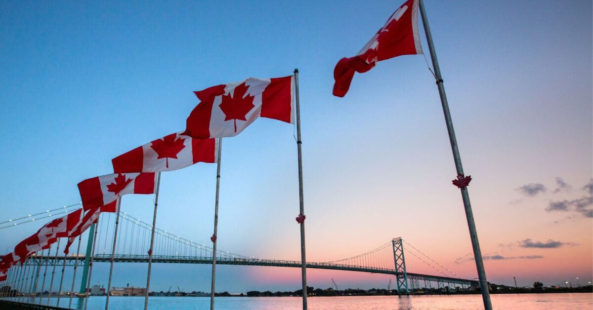 View of Ambassador Bridge and Detroit from Windsor, Canada. Adobe Stock image