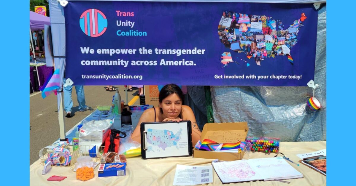 Bree Taylor at Trans Unity Coalition booth. Photo: Anni Arbour