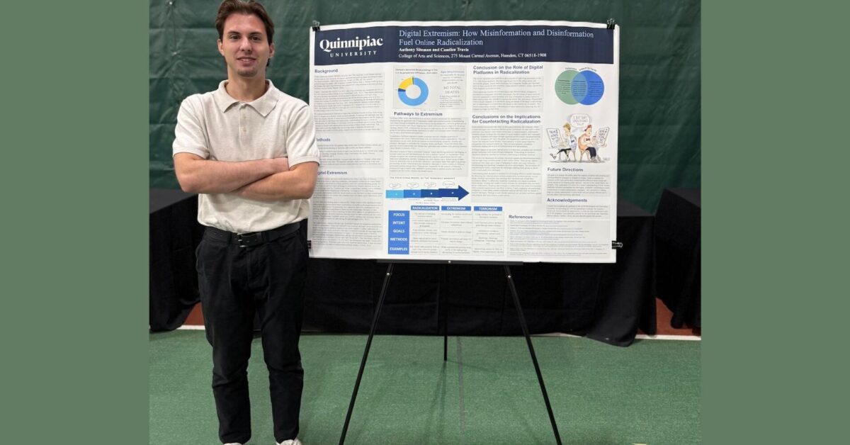 Anthony Siteman presenting his research at Quinnipiac University. Courtesy photo