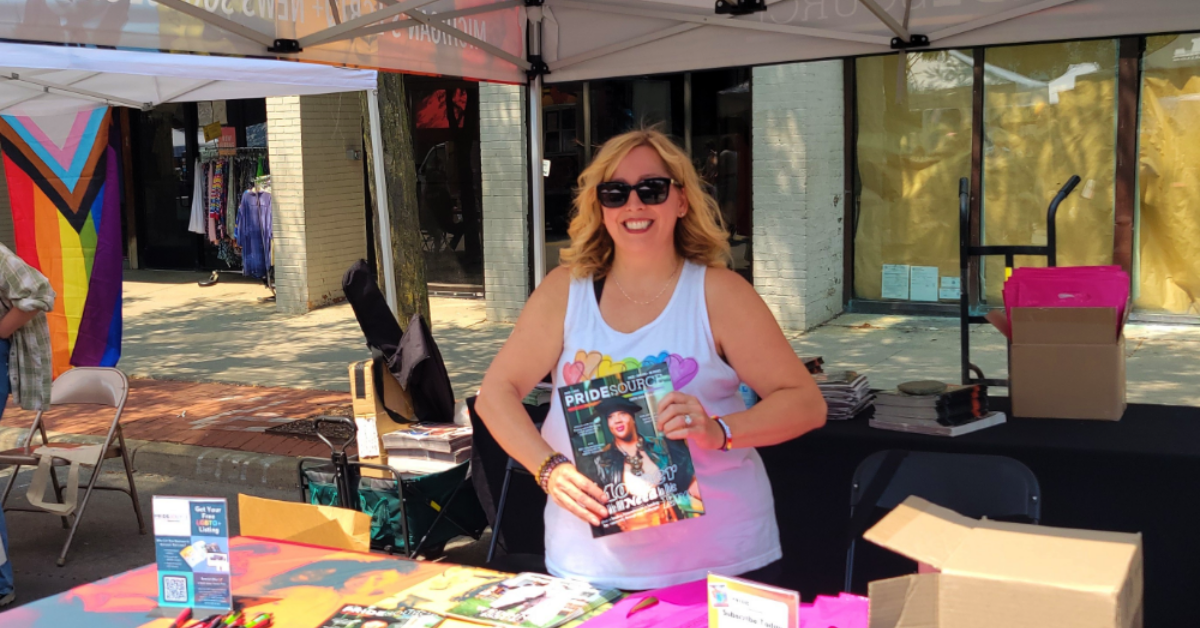 Pride Source Operations Manager Carolyn Cardenas at Ann Arbor Pride 2025. Photo: Anni Arbour