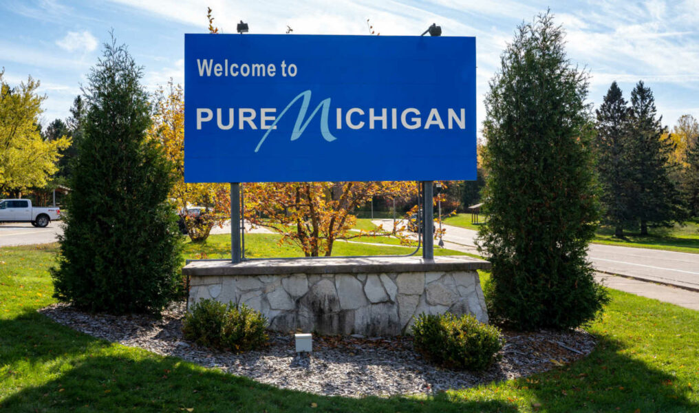 Ironwood, Michigan - October 18, 2019: Welcome to Pure Michigan