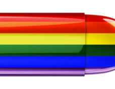Bullet with LGBT flag, 3D rendering