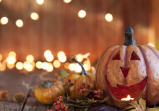 Halloween Pumpkin against an old wood background
