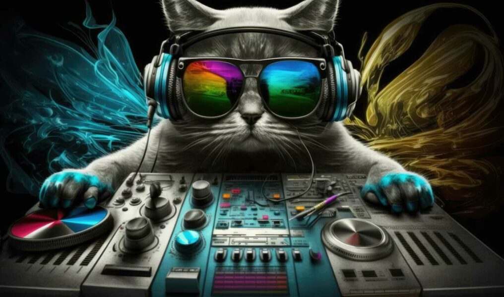 Experience the Magic of DJ Cat cat with sunglasses and headphone
