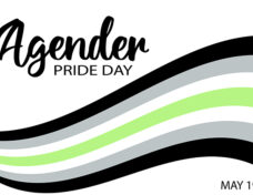 Agender Pride Day on May 19 vector banner with agender ribbon flag symbol of LGBT community. Simple design for poster, greeting card, flyer