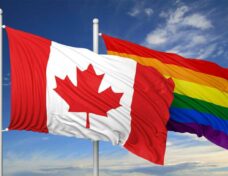 3d rendering gay flag with Canada flag
