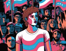 United for Trans Rights: An illustration of a person wearing a T
