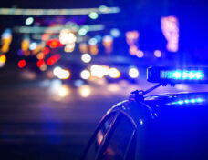 Night Police Car Lights In City - Close-up With Selective Focus