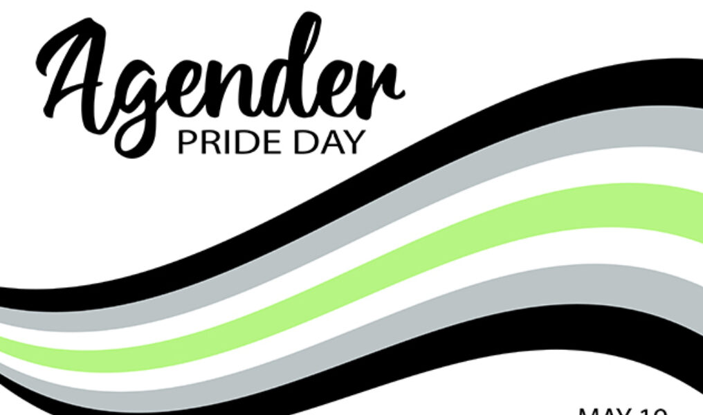 Agender Pride Day on May 19 vector banner with agender ribbon flag symbol of LGBT community. Simple design for poster, greeting card, flyer