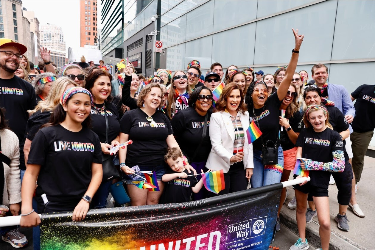 Gov. Whitmer marching in the Motor City Pride parade on June 11. Photo: Casey Hull